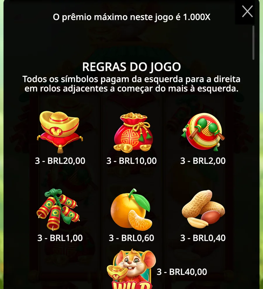 Versão brasileira exibindo o prêmio máximo de 1.000X na primeira linha Versão brasileira exibindo o prêmio máximo de 1.000X na